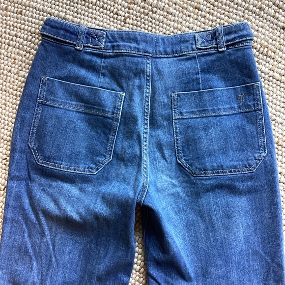 Pilcro Wide-Leg Flare Jeans in Medium Blue Denim - Picture 5 of 6